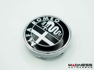 Alfa Romeo Wheel Center Caps - set of 4 - Black/ White - 60mm - V2